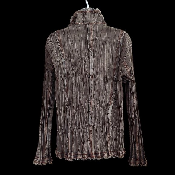 Womens Crepe Faded Grunge Rocker Steampunk Regency Victorian Vampire Shirt L - Picture 2 of 14